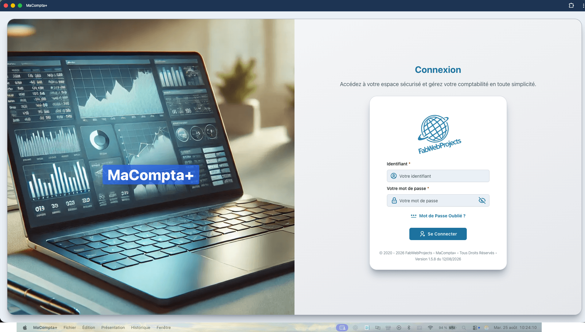 MaCompta+, aperçu de l’application